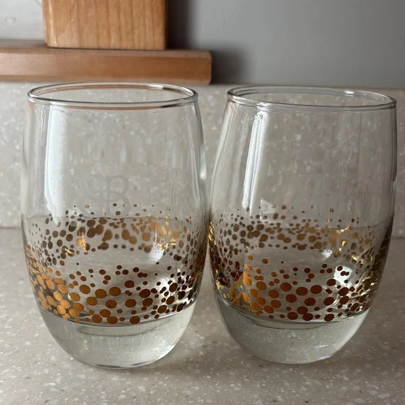 Elegant Gold Dot Stemless Glasses - Picture 1 of 5